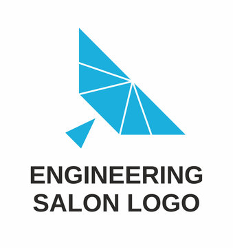Logo Engineering Salon. Stylized old bird flying machine. Vector graphics