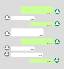 Obraz premium Short bubble message, social screen empty chat window dialog on dark background