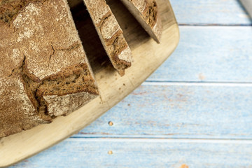 top view of homemade crusty rustical bread