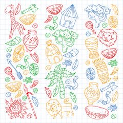 African pattern with tribal elements and animals