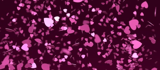 Obraz na płótnie Canvas Fond rempli de coeurs roses sur fond violet pour la saint-valentin