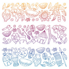 African pattern with tribal elements and animals