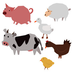 set of farm animals flat design