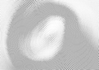 Abstract halftone wave dotted background. Futuristic twisted grunge pattern, dot, circles.  Vector modern optical pop art texture for posters, business cards, cover, labels mock-up, stickers layout