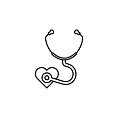 breath, doctor, stethoscope, tool line icon on white background