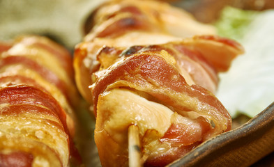 Bacon Bourbon BBQ Chicken Kebabs