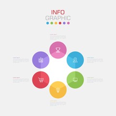 Business data visualization. Infographic element with icons and options or steps. Can be used for process, presentation, diagram, workflow layout, info graph, web design. Vector business template.