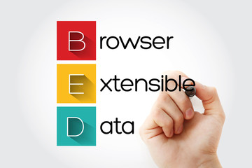 BED - Browser Extensible Data acronym with marker, technology concept background
