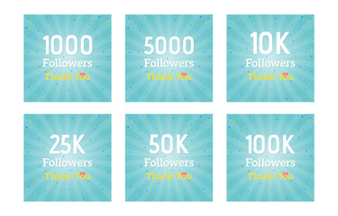 Thank you followers congratulation banners. Illustration for social networks