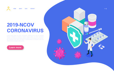 Coronavirus vaccine and drugs 2019-nCoV concept banner. Coronavirus outbreak in China and spread around the world. Pandemic threat.