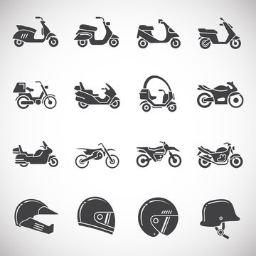 Motorcycle related icons set on background for graphic and web design. Creative illustration concept symbol for web or mobile app