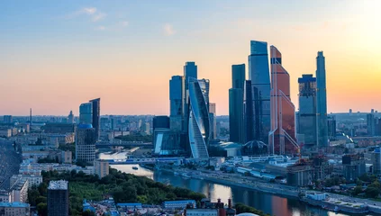 Selbstklebende Fototapeten Moskau Moscow. Russia. Panorama of Moscow city. Modern skyscrapers in the center of Moscow. Presnenskaya embankment. Contemporary Russian architecture. Russia business. Downtown. Guide the capital  © Grispb