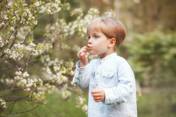 Funny boy in sprig park