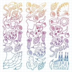 Foto auf Acrylglas Spain vector pattern. Spanish traditional symbols and objects. © Anastasia