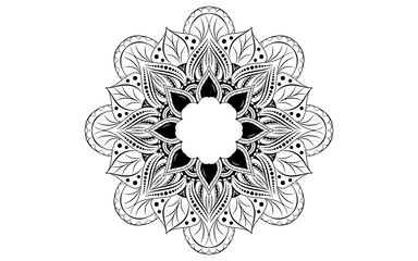 Fototapeta na wymiar Circle pattern petal flower of mandala with black and white,Vector floral mandala relaxation patterns unique design with white background,Hand drawn pattern,concept meditation and relax 