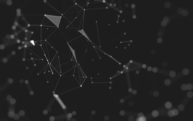 Abstract background. Molecules technology with polygonal shapes, connecting dots and lines. Connection structure. Big data visualization.