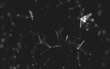 Fototapeta premium Abstract background. Molecules technology with polygonal shapes, connecting dots and lines. Connection structure. Big data visualization.