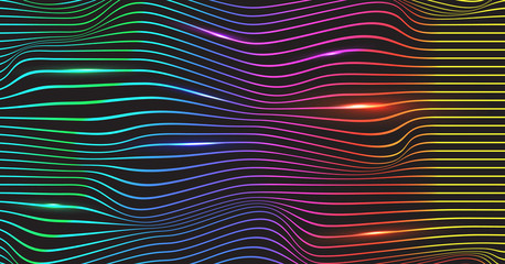 neon shine digital wave line colorful light dark setting