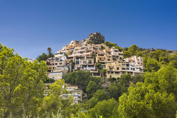 Fototapeta na wymiar Holiday cottages in Cala Fornells Bay near Port d'Andratx, Majorca, Spain, Europe