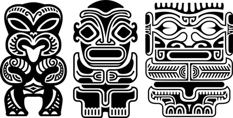 Polynesian Tiki Tattoos from New-Zealand, Tahiti, and the Marquesas Islands