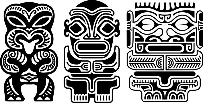 Polynesian Tiki Tattoos from New-Zealand, Tahiti, and the Marquesas Islands