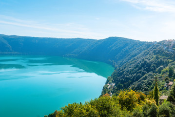 Fototapeta na wymiar View of Lake Albano from the town of Castel Gandolfo, Italy
