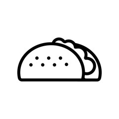 Taco icon vector. Thin line sign. Isolated contour symbol illustration