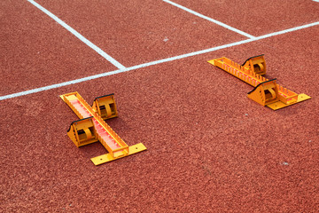 starting frame on the plastic runway