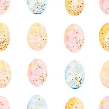 Watercolor easter egg paper. seamless spring pattern. Neutral delicate eggs patters. textile design, scrapbooking. nursery backdrop, kids wallpaper