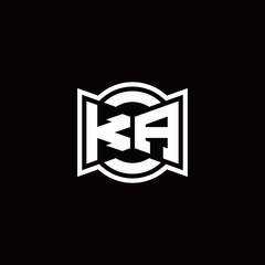 KA logo monogram with ribbon style circle rounded design template