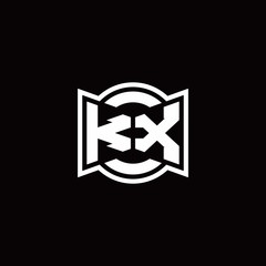 KX logo monogram with ribbon style circle rounded design template