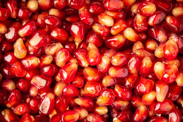 Closed up shot of fresh pomegranate seeds