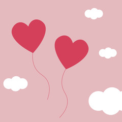 Fototapeta na wymiar Valentines day background with hearts balloon fly in sky vector illustration