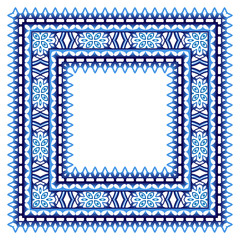 Ceramic tile border pattern. Islamic, indian, arabic motifs. Damask border seamless pattern. Porcelain ethnic bohemian background.