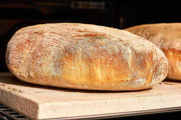 Crusty Homemade Ciabatta Bread.the process of making ciabatta at home. selective focus.