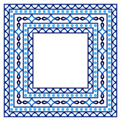 Ceramic tile border pattern. Islamic, indian, arabic motifs. Damask border seamless pattern. Porcelain ethnic bohemian background.