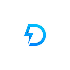 letter D with thunder element logo design