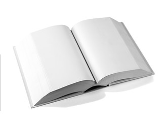 Open blank dictionary, book isolated on white