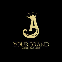 A initial logo with hair and crown in elegant style