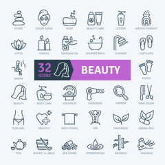 Beauty Icons Pack. Thin line icons set. Flaticon collection set. Simple vector icons