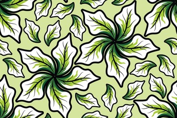 Seamless pattern with leaf vector Illustration, simple batik motif