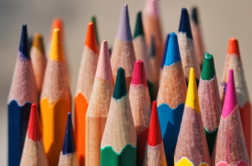 Close-up view of bunch of the colored pencil