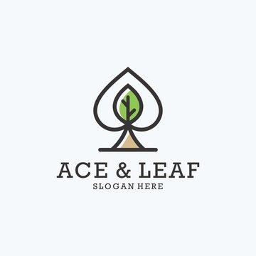 ace and leaf line outline original concept logo design download