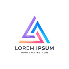 triangle arrow logo design, colorful brand template