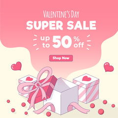 Cute Hand drawn Valentines day Illustration for social media ads