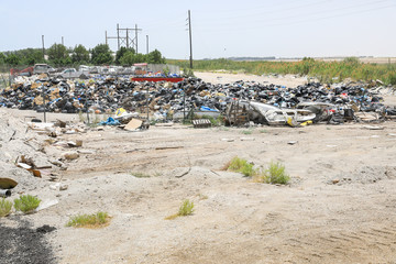 Industrial waste outside a factory