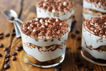 Tiramisu dessert in a glass