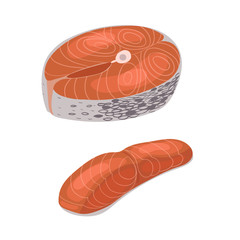 Red fish steak Isolated on a white background. Vector graphics.
