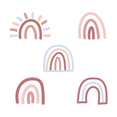 Rainbow collection on white background. Doodles and sketches vector illustration design.