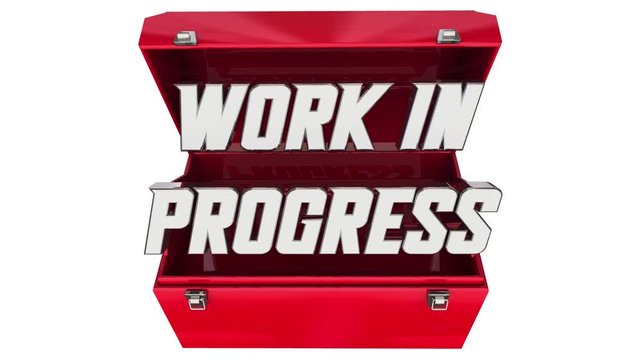 Work in Progress Under Construction Toolbox Words 3d Animation
